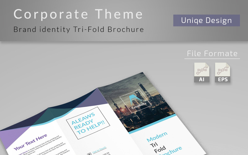 Download Фирменный стиль "Clean and Creative Trifold Brochure - Corporate Identity Template" / Clean and Creative Trifold Brochure - Corporate Identity Template - Фирменный стиль на тему графика a4 advertising agency blue branding brochure business clean company corporate creative customisable financial indesign marketing modern multipurpose print ready pro