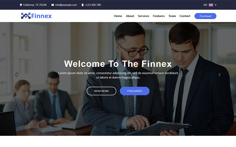 Finnex - Startup Landing Page Template