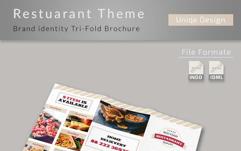 Download Фирменный стиль "Food Menu Trifold-Brochure - Corporate Identity Template" / Food Menu Trifold-Brochure - Corporate Identity Template - Фирменный стиль на тему графика business cafe card chicken clean coffee cool creative delicious menu fast food flat golden design templates modern print template restaurant