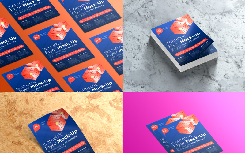 Download Мокап для продукта "Isometric Flyer product mockup" / Isometric Flyer product mockup - Мокап для продукта на тему графика mockup mock-up flyer design poster presentation visualization graphic showcase simple sheet a4 a3 a5 cv resume isometric 3d