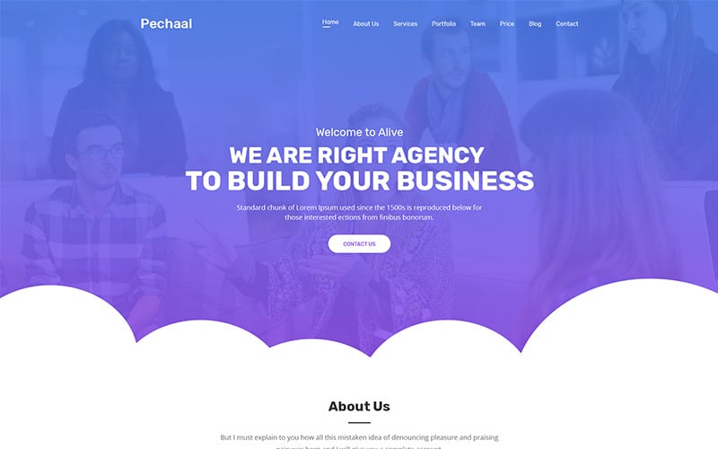Pechaal - Modèle PSD d'agence d'une page