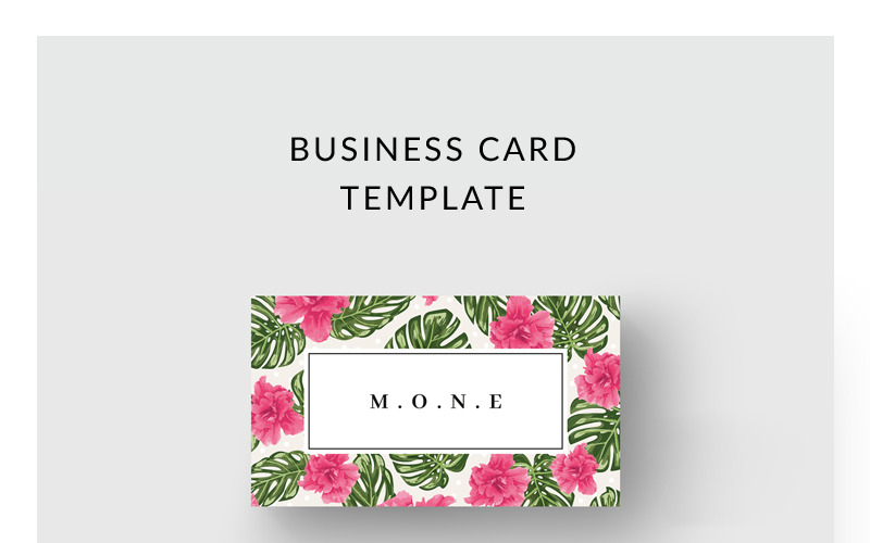 Download Фирменный стиль "Pink Flowers Business Card - Corporate Identity Template" / Pink Flowers Business Card - Corporate Identity Template - Фирменный стиль на тему графика business card template name personal minimalist minimalism clean simple modern feminine design print calling visiting flowers floral tropical leaf leaves