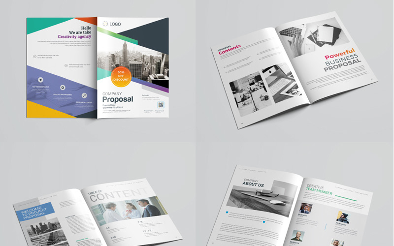 Download Фирменный стиль "Powerful Proposal - Corporate Identity Template" / Powerful Proposal - Corporate Identity Template - Фирменный стиль на тему графика acceptance agreement blue brief business clean colourful colours contract corporate creative customizable document estimate form graphic introduction layout project proposal