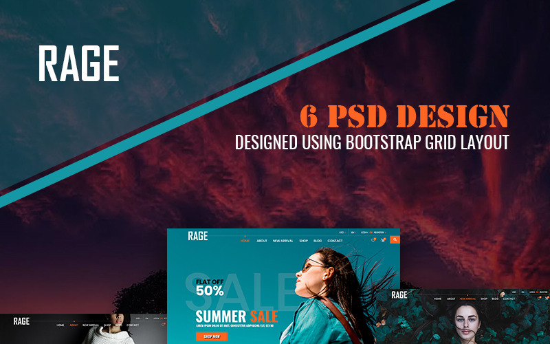 Download PSD шаблон "RAGE - Multipurpose Ecommerce PSD Template" / RAGE - Multipurpose Ecommerce PSD Template - PSD шаблон на тему бизнес и услуги theme template psd photoshop ecommerce