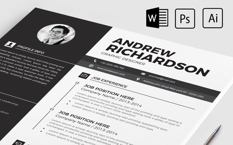 Download Резюме "RICHARDSON Resume Template" / RICHARDSON Resume Template - Резюме на тему графика 
