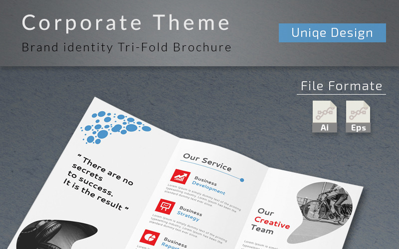 Download Фирменный стиль "Trifold-Brochure - Corporate Identity Template" / Trifold-Brochure - Corporate Identity Template - Фирменный стиль на тему графика a4 advertising agency blue branding brochure business clean company corporate creative customisable financial indesign marketing modern multipurpose print ready pro