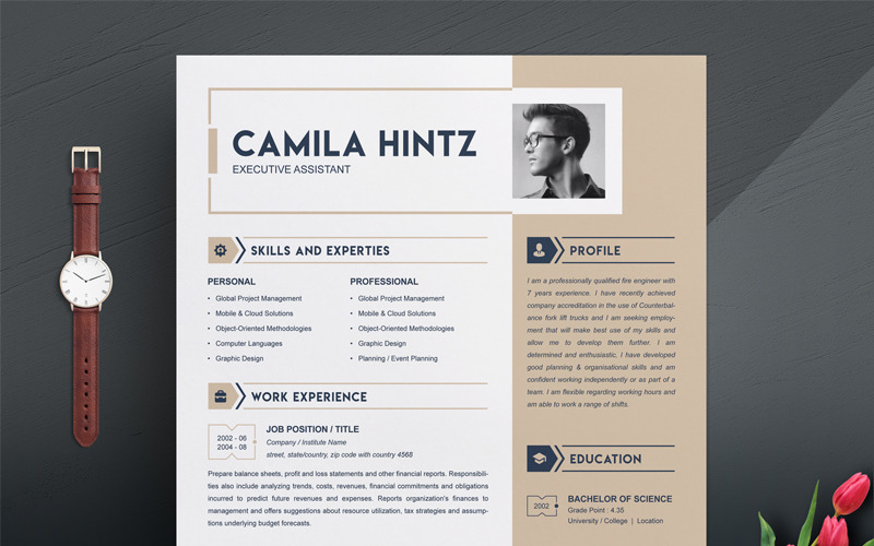 Download Резюме "Camila Hintz Resume Template" / Camila Hintz Resume Template - Резюме на тему графика resume cv clean template simple word ms photoshop shop job indesign creative a4 us letter diy professional 3 page cover