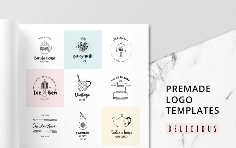DELICIOUS Premade Logo Set Logo Mall