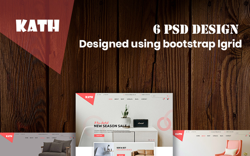 Download PSD шаблон "KATH - Multipurpose Ecommerce PSD Template" / KATH - Multipurpose Ecommerce PSD Template - PSD шаблон на тему бизнес и услуги business ecommerce furniture store shop shopping online multipurpose chair armchair kitchen art work order style contemporary collection template psd theme