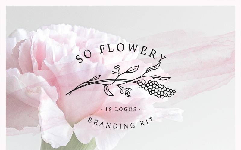 Kit de branding So Flowery + Modelo de logotipo de aquarela