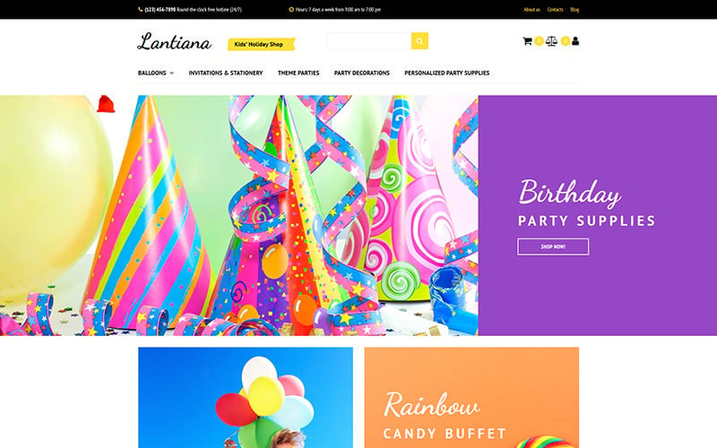 Lantiana - Plantilla de comercio electrónico MotoCMS de artículos para fiestas