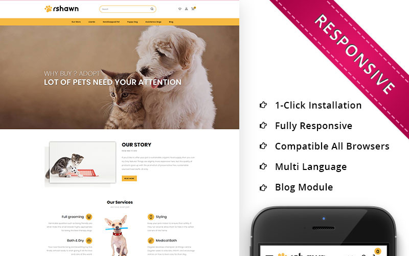 Rshawn - responsywny szablon OpenCart dla sklepu zoologicznego