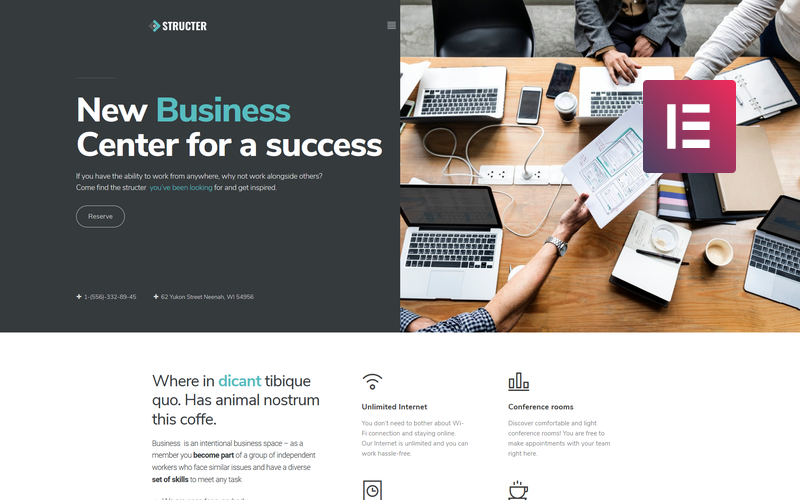 Structer - Business One Page Classic WordPress Elementor Teması