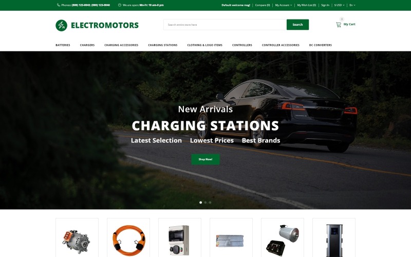 Elektromotorer - Responsiva bildelar Enkel OpenCart-mall