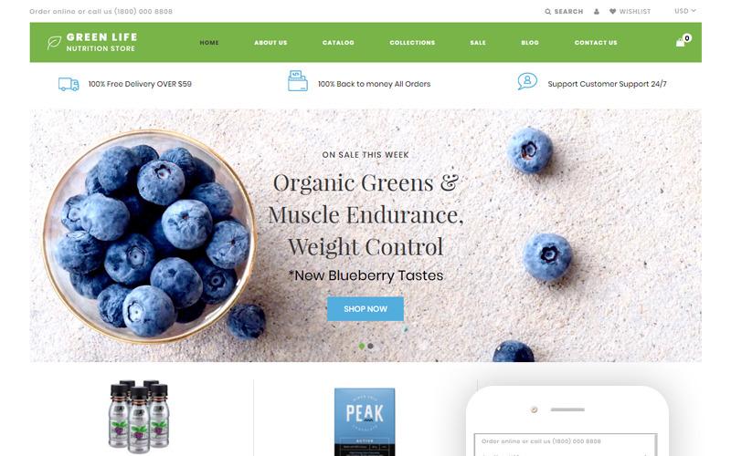 питание отзывчивая простая тема shopify