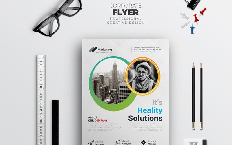 Download Фирменный стиль "Reality Corporate Flyer - Corporate Identity Template" / Reality Corporate Flyer - Corporate Identity Template - Фирменный стиль на тему графика a4 ad business clean corporate flyer customisable customize design easy editable logo free fonts indesign letter magazine modern photoshop poster