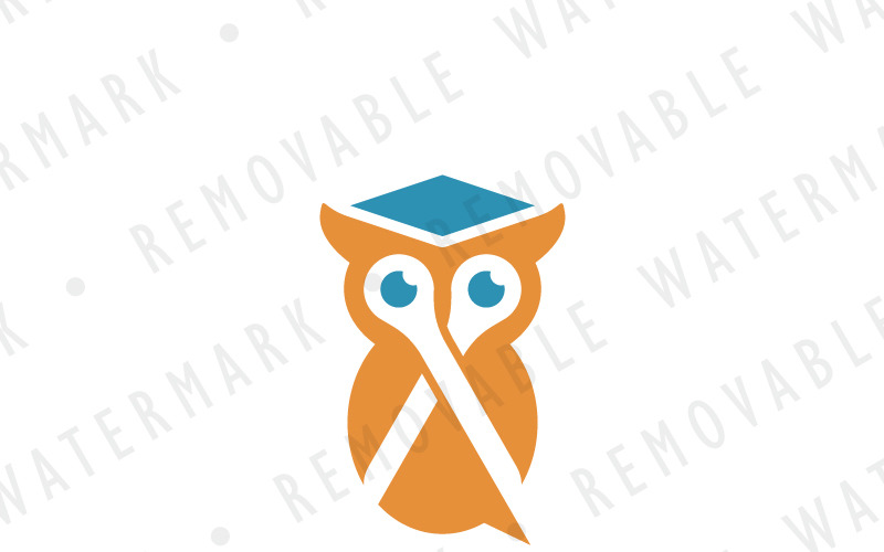 Шаблон логотипа сова ножницы