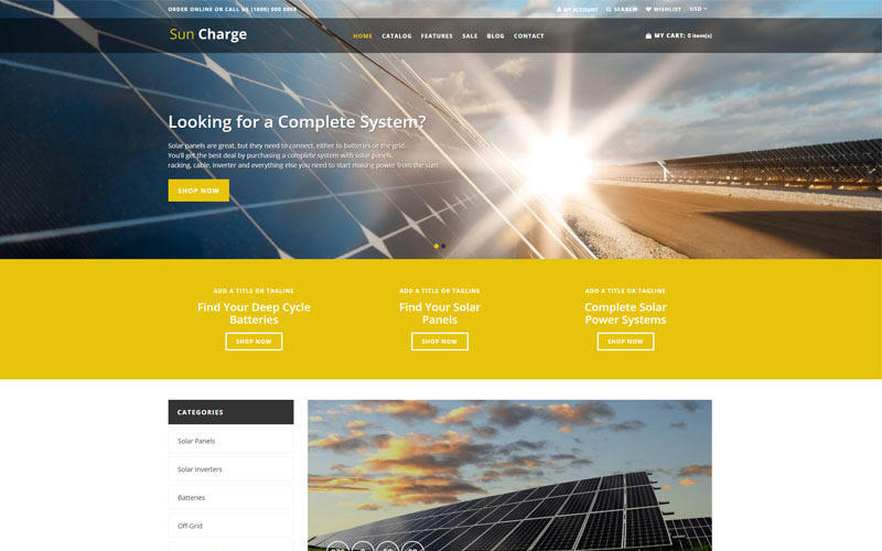 Sun Charge - Промислова багатомовна футуристична тема Shopify