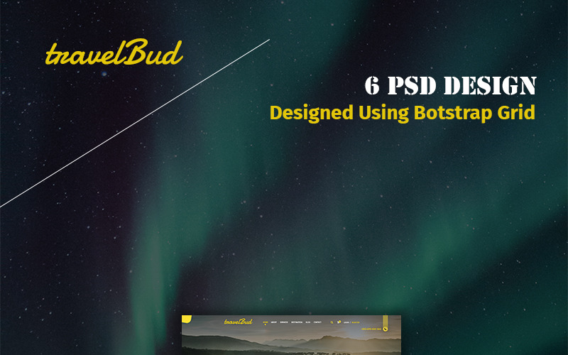 Download PSD шаблон "TravelBud - Multipurpose Travel PSD Template" / TravelBud - Multipurpose Travel PSD Template - PSD шаблон на тему путеводитель theme template psd photoshop travel