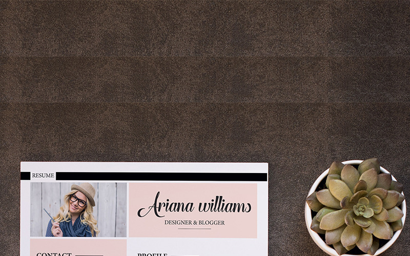 Download Резюме "Ariana Williams Resume Template" / Ariana Williams Resume Template - Резюме на тему графика resume cv word psd photoshop clean professional biodata editable printable simple premium creative docx minimal