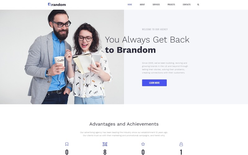 Brandom - Многоцелевая минимальная тема WordPress Elementor рекламного агентства
