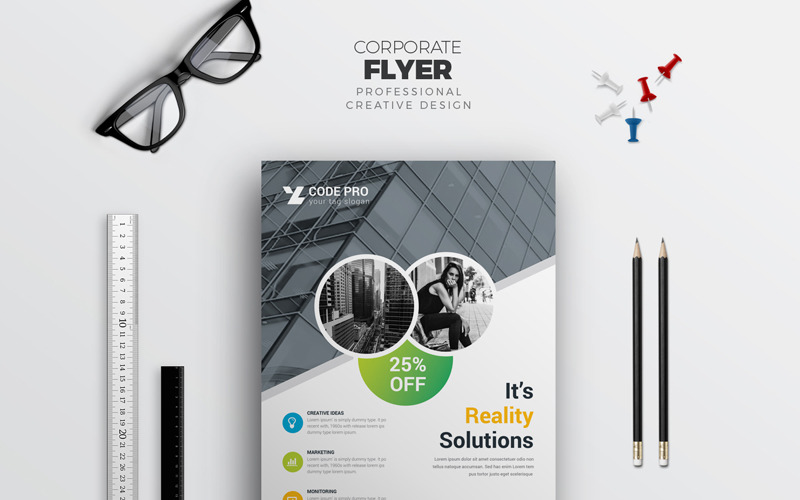 Download Фирменный стиль "Corporate Marketing  Modern Flyer - Corporate Identity Template" / Corporate Marketing  Modern Flyer - Corporate Identity Template - Фирменный стиль на тему графика a4 ad business clean corporate flyer customisable customize design easy editable logo free fonts indesign letter magazine modern photoshop poster