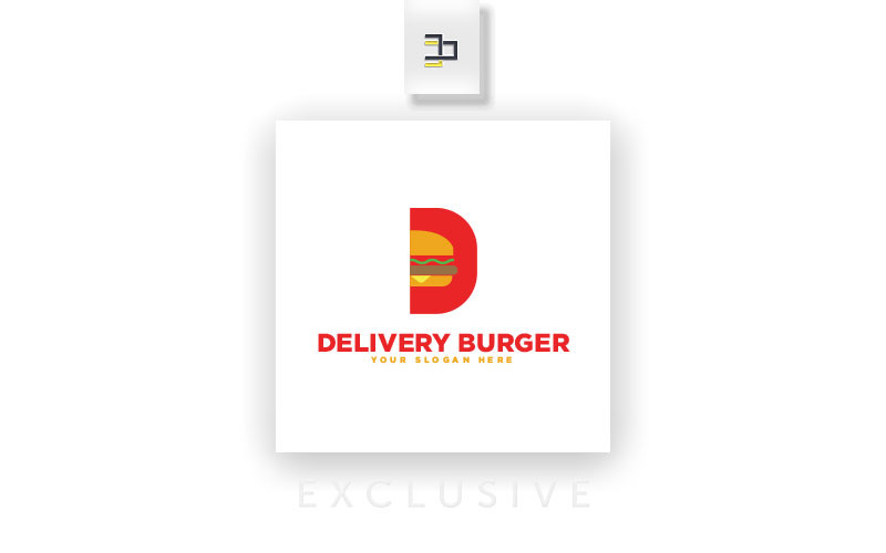 Download Шаблон логотипа "D Burger" / D Burger - Шаблон логотипа на тему графика burger,letter,d,fastfood,restaurant,food,abstract,object