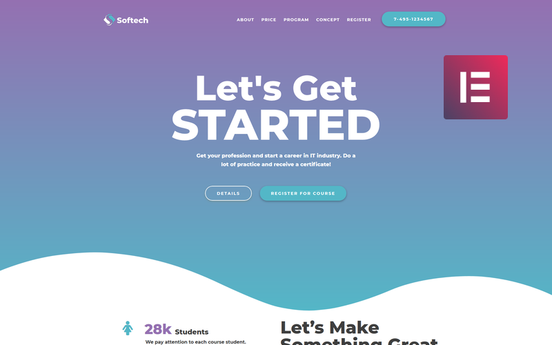 Softtech - Tema Elementor creativo multipropósito de WordPress para educación de TI