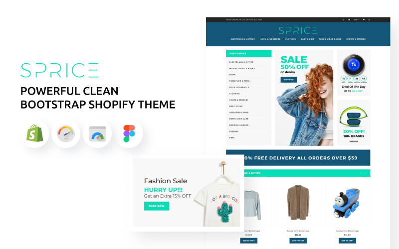 Sprice - Powerful Clean Bootstrap Shopify Theme