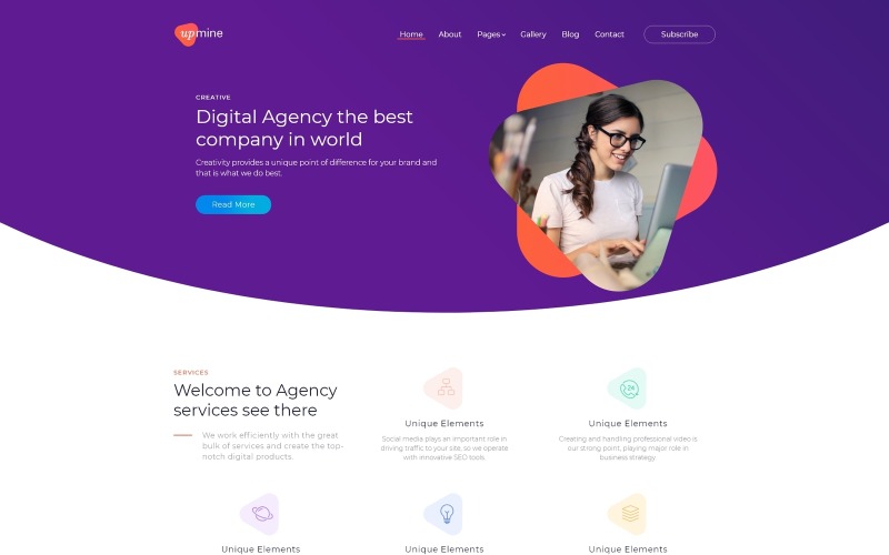 UpMine - Digital Agency Flat Design Einfache Joomla-Vorlage