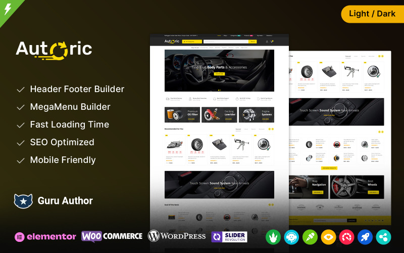 Autoric - Otomobil Parçaları ve Yedek Parçalar Elementor WooCommerce Teması