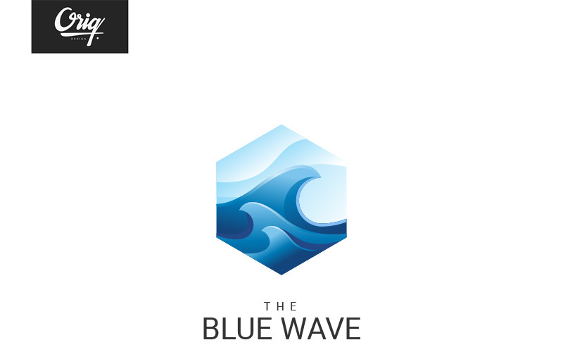 Blå våg logotyp mall