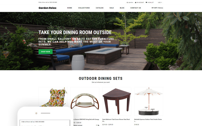 Garden Relax - Готовая к использованию мебель в теме Clean Shopify
