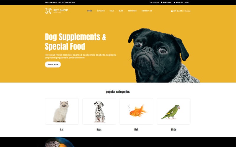 Pet Shop - Яркая тема для Shopify Животные