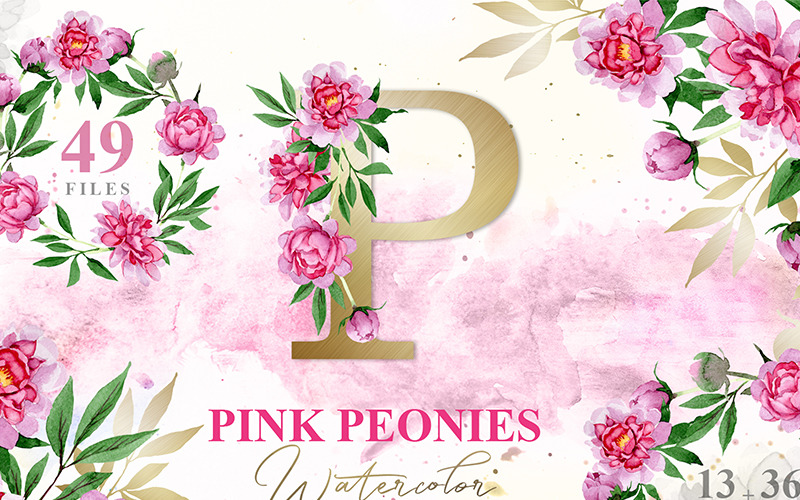Download Иллюстрация "PINK PEONIES Watercolor png - Illustration" / PINK PEONIES Watercolor png - Illustration - Иллюстрация на тему графика pink peonies watercolor png