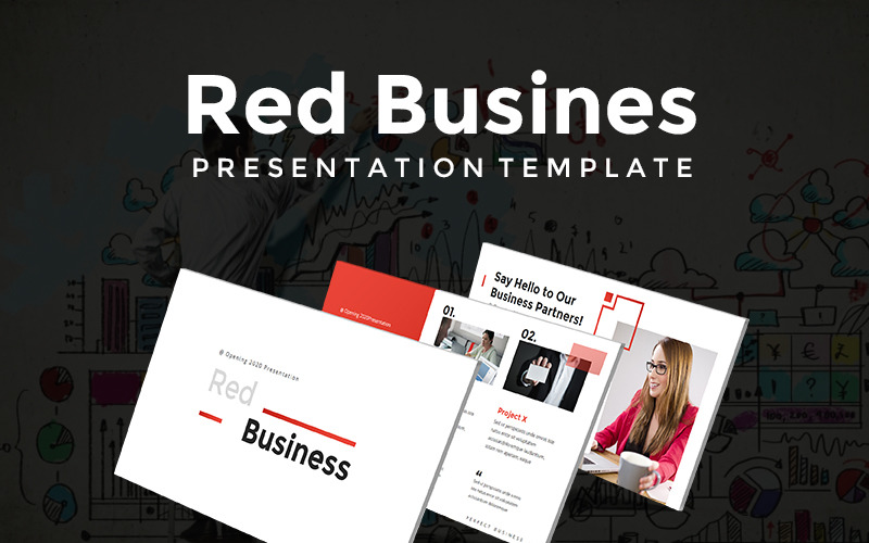 Red Business 2020 PowerPoint template - TemplateMonster