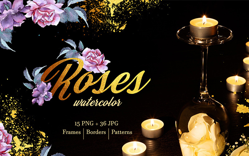 Download Иллюстрация "Set Of Watercolor Roses Png - Illustration" / Set Of Watercolor Roses Png - Illustration - Иллюстрация на тему графика set of watercolor roses png