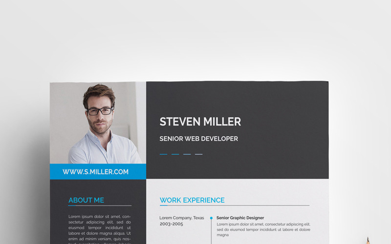Download Резюме "Steven Miller Resume Template" / Steven Miller Resume Template - Резюме на тему графика resume cv printable vector editable free-fonts psd ai pdf bonous professional clean coustomizable a4 print-ready 300dpi cover letter eps engineer