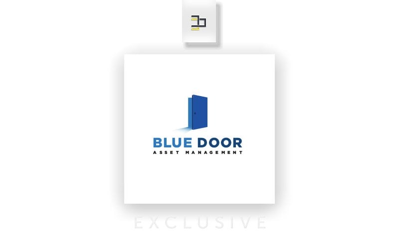 Szablon logo niebieskich drzwi
