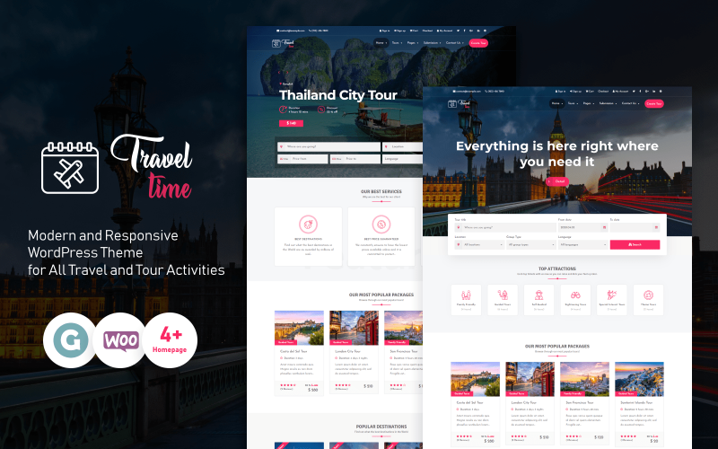 полная тема wordpress tour &amp; travel agency