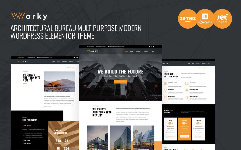 Worky - Arkitektur Elementor WordPress-tema