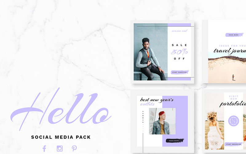 Modelo de mídia social Hello Pack