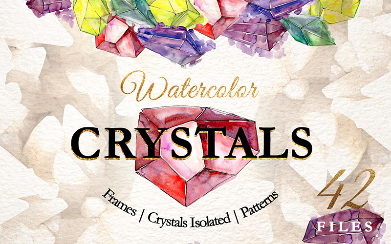 CRYSTALS Watercolor Png - Ilustrace