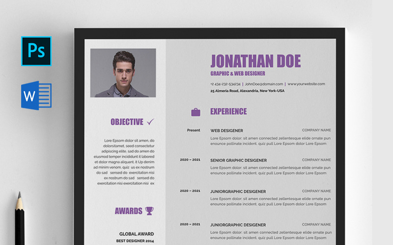 Download Резюме "Jonathan Doe CV Resume Template" / Jonathan Doe CV Resume Template - Резюме на тему графика resume designer best clean cover letter creative curriculum vitae design director document docx easy eps