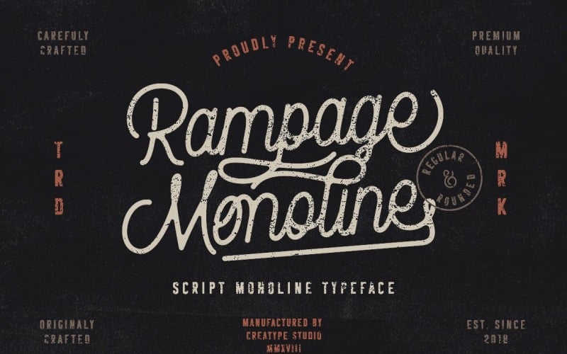 Kurzivní písmo Rampage Monoline
