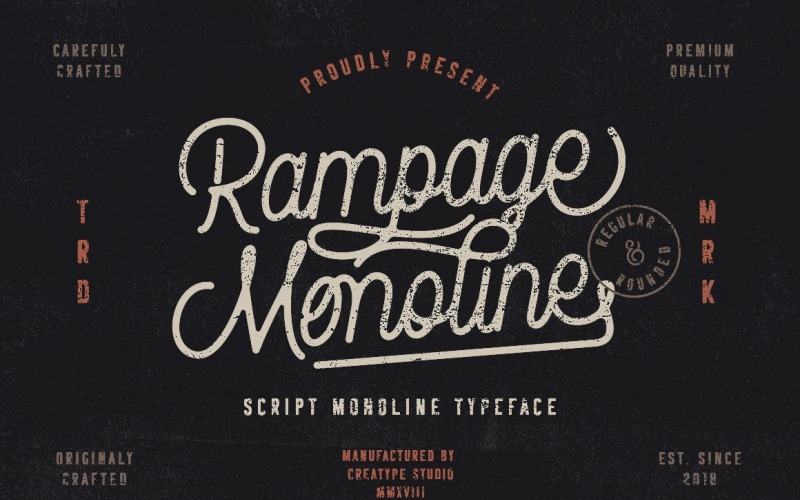 Rampage Monoline Cursive Font #76416 - TemplateMonster