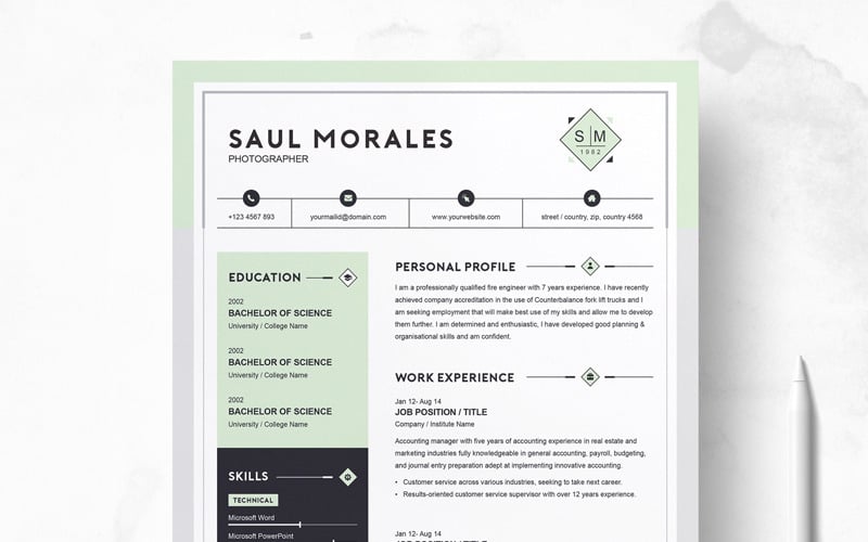 Modèle de CV Saul Morales