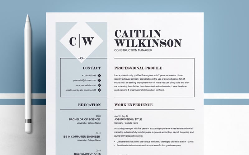 Download Резюме "Wilkinson Resume Template" / Wilkinson Resume Template - Резюме на тему графика 1 page resume 2 3 clean cover letter creative illustrator eps mac pages microsoft word modern photoshop psd professional design