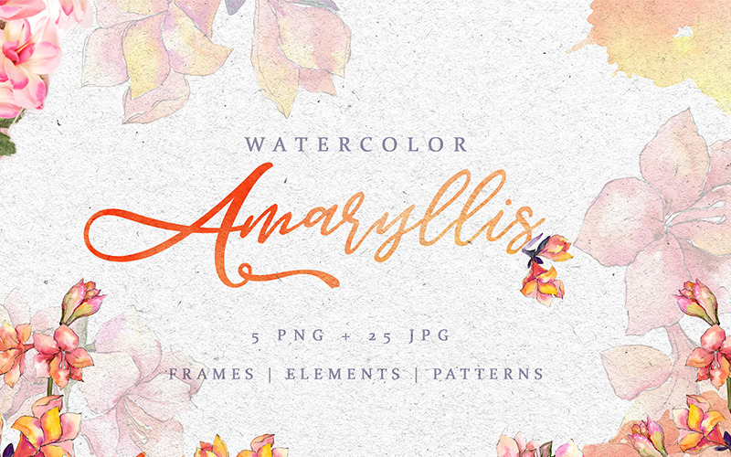 阿玛丽利斯水彩粉红色png-光栅插图