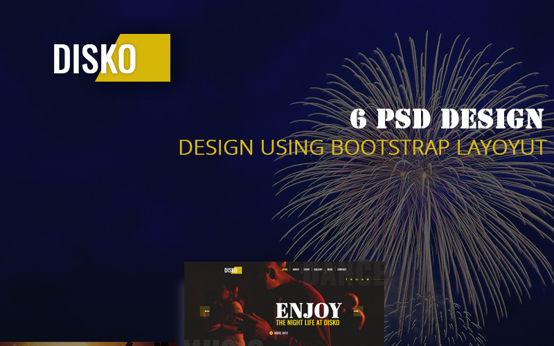Disko - багатоцільовий шаблон PSD для клубу та вечірок